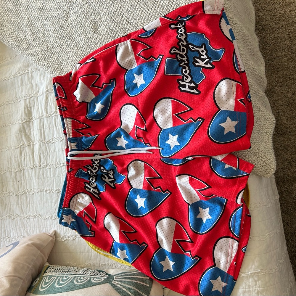 Heartbreak Kid Red Cowboy Print Athletic Shorts